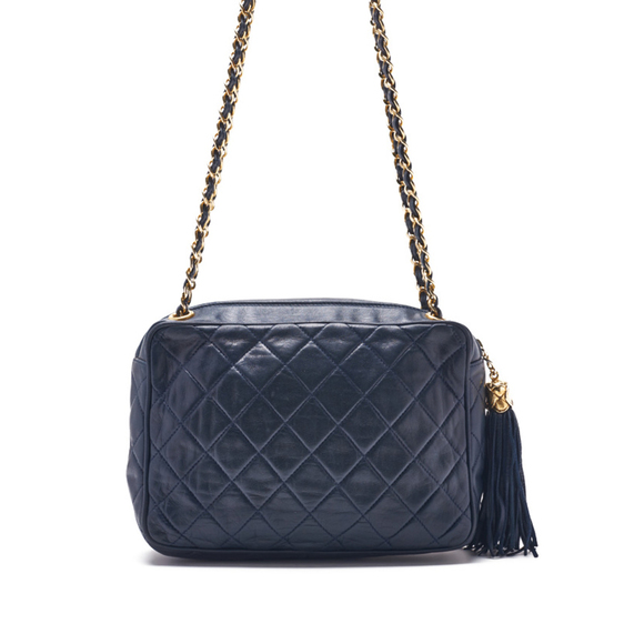 Chanel Matelasse Coco Mark Double Chain Lambskin Navy - Picture 2 of 7